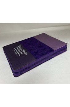 Image of Biblia RVR 1960 Letra Súper Gigante Tricolor Lila Morado Negro Símil Piel con Índice y Cierre
