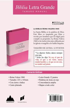 Image of Biblia RVR 1960 Letra Grande Tamaño Manual Tricolor Fucsia Palo Rosa Fucsia con Cierre e Índice