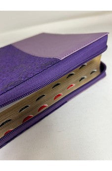 Image of Biblia RVR 1960 Letra Súper Gigante Tricolor Lila Morado Negro Símil Piel con Índice y Cierre