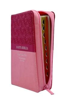 Image of Biblia RVR 1960 Letra Grande Tamaño Manual Bifloral Rosa Símil Piel