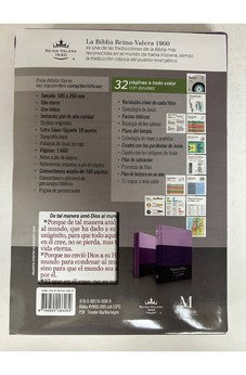 Image of Biblia RVR 1960 Letra Súper Gigante Tricolor Lila Morado Negro Símil Piel con Índice y Cierre