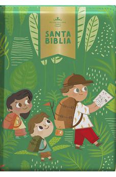 Image of Biblia RVR 1960 Interactiva para Niños Letra Grande Verde Símil Piel Con Cierre
