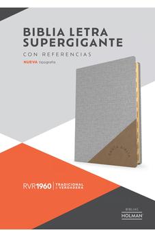 Image of Biblia RVR 1960 Súper Gigante Gris Marrón Símil Piel con Índice *IRREGULAR*