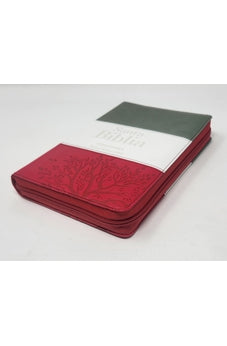 Image of Biblia RVR 1960 Letra Grande Tamaño Manual Tricolor Gris Crema Rojo con Cierre e Índice