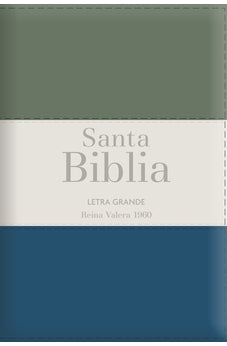 Image of Biblia RVR 1960 Letra Grande Tamaño Manual Tricolor Gris Crema Azul con Cierre e Índice