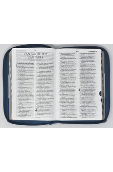 Image of Biblia RVR 1960 Letra Grande Tamaño Manual Tricolor Gris Crema Azul con Cierre e Índice