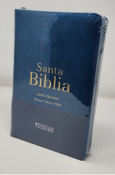 Image of Biblia RVR 1960 Letra Grande Tamaño Manual Azul Acero con Cierre e Índice
