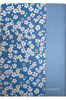 Image of Biblia RVR 1960 Compacta Símil Piel Flores Azul Grisáceo