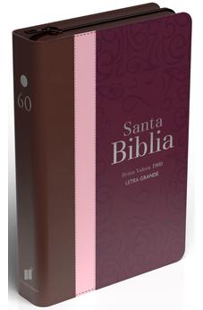 Image of Biblia RVR 1960 Letra Grande Tamaño Manual Tricolor Guinda Palo Rosa Marrón con Cierre e Índice