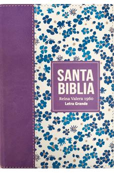 Image of Biblia RVR 1960 Compacta Símil Piel Flores Lila Claro
