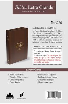 Image of Biblia RVR 1960 Letra Grande Tamaño Manual Marrón con Cierre e Índice