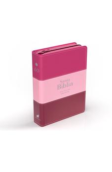 Image of Biblia RVR 1960 Compacta Letra Grande 11 puntos Símil Piel Fucsia Rosado Rojo Granate con Cierre y Índice