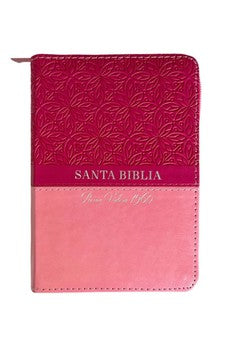 Image of Biblia RVR 1960 Compacta Bifloral Rosa Rosa Símil Piel