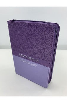 Biblia RVR 1960 Compacta Bifloral Lila Lila Símil Piel con Índice con Cierre