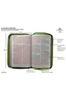 Image of Biblia RVR 1960 Letra Grande Símil Piel Verde con Cierre