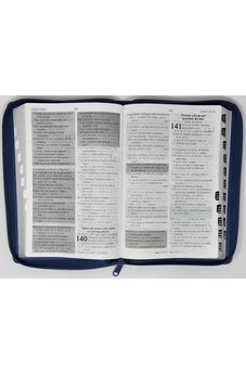 Image of Biblia RVR 1960 de Promesas Letra Gigante Azul Triángulos Símil Piel con Índice y Cierre