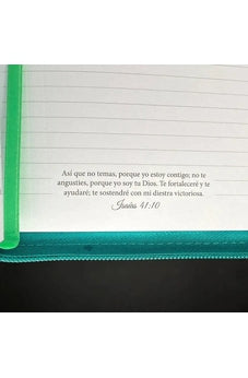 Image of Libreta Imitación Piel Turquesa con Cierre: En Dios Descansa