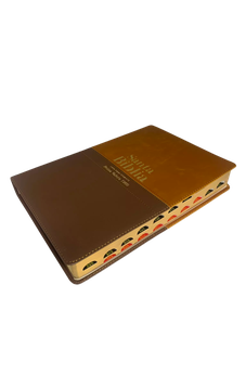 Image of Biblia RVR 1960 Letra Súper Gigante Piel Café Duotono con Índice