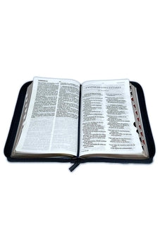 Image of Biblia RVR 1960 Letra Grande Tamaño Manual Símil Piel Jean Cinturón Azul con Índice y Cierre