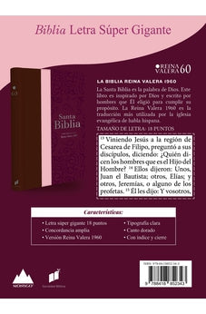 Image of Biblia RVR 1960 Letra Súper Gigante Tricolor Café Rosa Cereza con Cierre e Índice