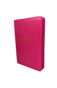 Image of Biblia RVR 1960 Letra Grande Tamaño Manual Símil Piel Fucsia con Índice y Cierre