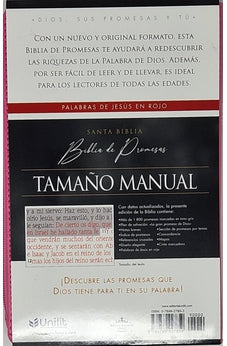 Image of Biblia RVR 1960 de Promesas Letra Grande Tamaño Manual Rosada Flores Símil Piel con Cierre e Índice