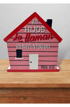 Image of Plaqué de Madera Casa Sus Hijos la Llaman Bienaventurada