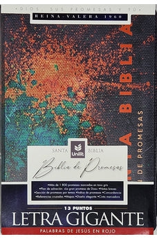 Image of Biblia RVR 1960 de Promesas Letra Gigante Negro Naranja Verde Símil Piel con Cierre
