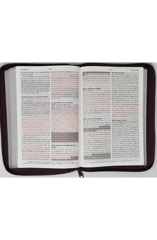 Image of Biblia RVR 1960 de Promesas Letra Gigante Marrón Líneas Símil Piel con Cierre