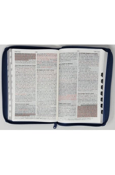Image of Biblia RVR 1960 de Promesas Letra Gigante Azul Triángulos Símil Piel con Índice y Cierre
