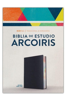 Image of Biblia RVR 1960 de Estudio Arco Iris Negro Símil Piel