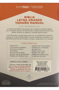 Image of Biblia RVR 1960 Letra Grande Tamaño Manual Aqua Símil Piel con Índice