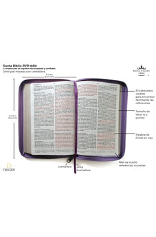 Image of Biblia RVR 1960 Letra Grande Símil Piel Morado con Cierre