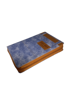 Image of Biblia RVR 1960 Letra Grande Tamaño Manual Jean Cinturón de Cuero Marrón con Cierre e Índice