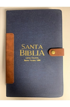 Image of Biblia RVR 1960 Letra Grande Tamaño Manual Piel Tapa Dura Vintage Turquesa Café con Broche