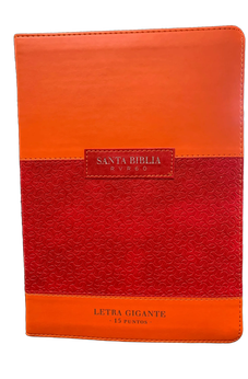 Image of Biblia RVR 1960 Letra Gigante Símil Piel Duotono Coral Naranja con Índice y Cierre
