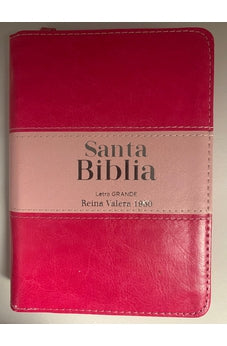 Image of Biblia RVR 1960 Letra Súper Gigante Piel Rosa Duotono con Cierre