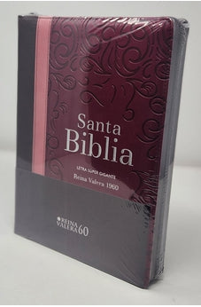 Image of Biblia RVR 1960 Letra Súper Gigante Tricolor Café Rosa Cereza con Cierre e Índice
