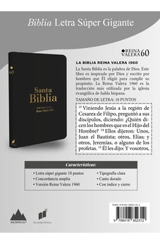 Image of Biblia RVR 1960 Letra Súper Gigante Negro con Cierre e Índice