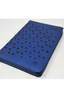 Image of Biblia RVR 1960 de Promesas Letra Gigante Azul Triángulos Símil Piel con Cierre