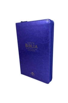 Image of Biblia RVR 1960 Letra Grande Tamaño Manual Símil Piel Lila con Índice con Cierre