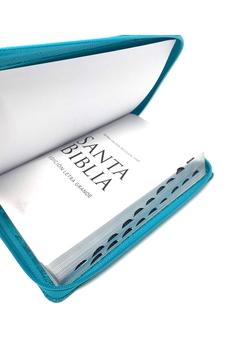 Image of Biblia RVR 1960 Letra Grande con Cierre Símil Piel Tamaño Manual Turquesa con Índice