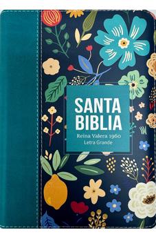 Biblia RVR 1960 Compacta Letra Grande 11 puntos Símil Piel Verde Turquesa con Cierre y Índice