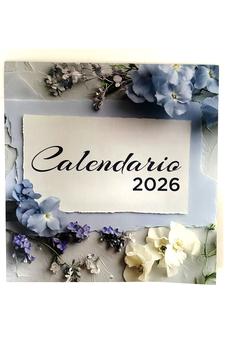 Image of Calendario Vintage 2026 Flores azules y blancas