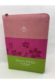 Image of Biblia RVR 1960 Letra Grande Compacta 11 puntos Tricolor Rosa Lima Fucsia Símil Piel con Índice con Cierre