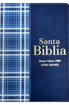 Image of Biblia RVR 1960 Compacta Símil Piel Cuadros Azul Oscuro