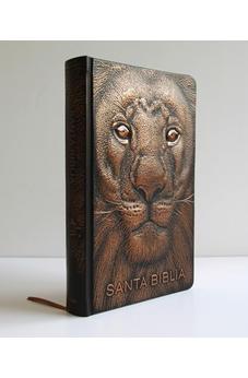 Image of Biblia RVR 1960 Letra Grande Tamaño Manual León de Juda 3D Bronce Símil Piel