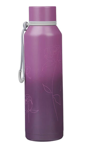 Image of Botella de Agua de Acero Inoxidable Flor de Ciruela Confía en el Señor Prov. 3:5