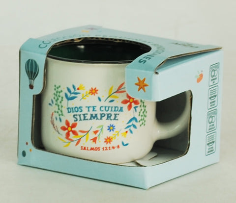 Image of Taza Pequeña 3OZ. Colección Pequeñas Bendiciones. Dios te Cuida Siempre