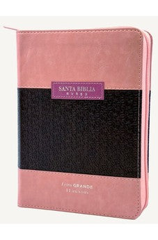 Image of Biblia RVR 1960 Letra Grande Tamaño Manual Rosa Café Símil Piel